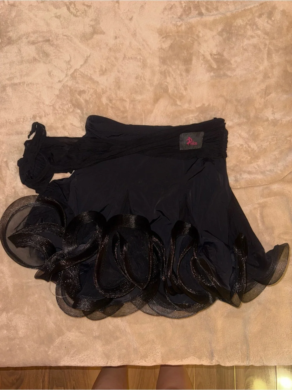 Black Ruffled Ballroom Dancing Skirt with shorts
